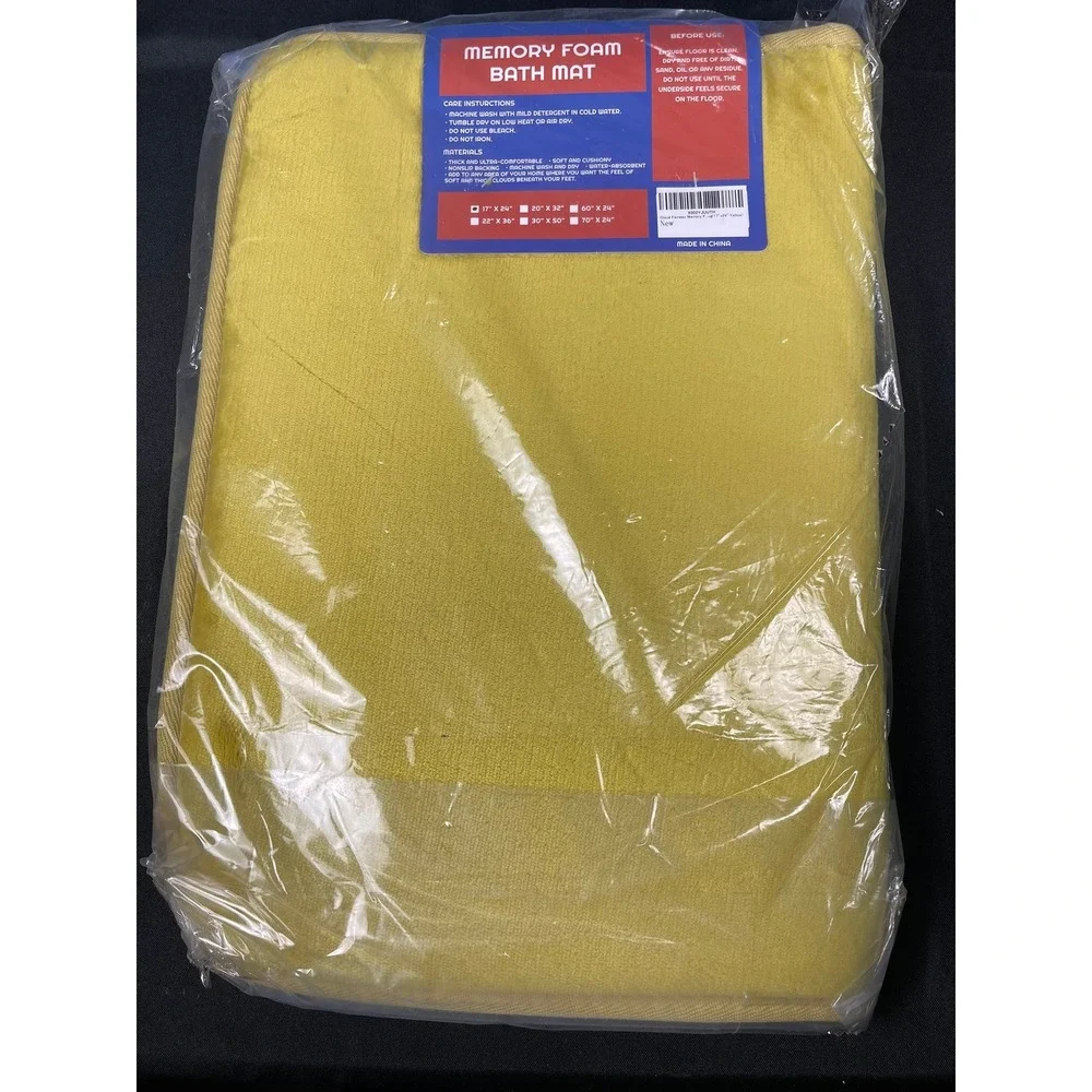 Cloud Fairway Memory Foam Bath Mat Yellow 17x24 Non-Slip Absorbent Rug NEW